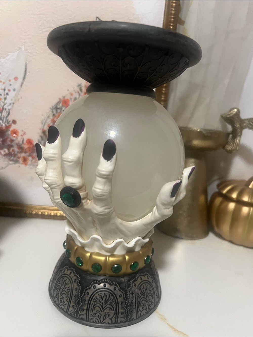 2022 Bath & Body Mystic Crystal Ball Hand 3 wick candle holder